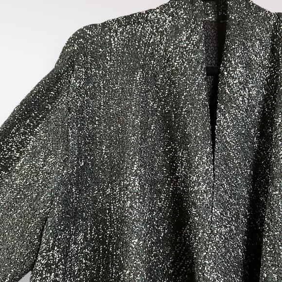 Chico's Sz 3 Travelers Collection Textured Stretch Open Waterfall Cardigan Green - Picture 3 of 8